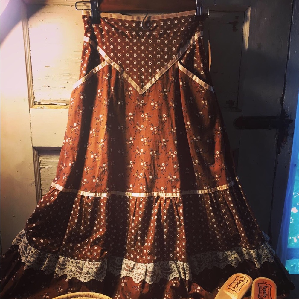 Vintage 1970s Gunne Sax Prairie Skirt, XS